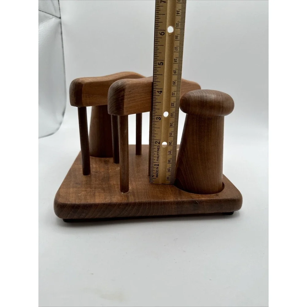 Genuine Teak Wood Salt &‎ Pepper Shakers Napkin Holder By Dolphin in Box